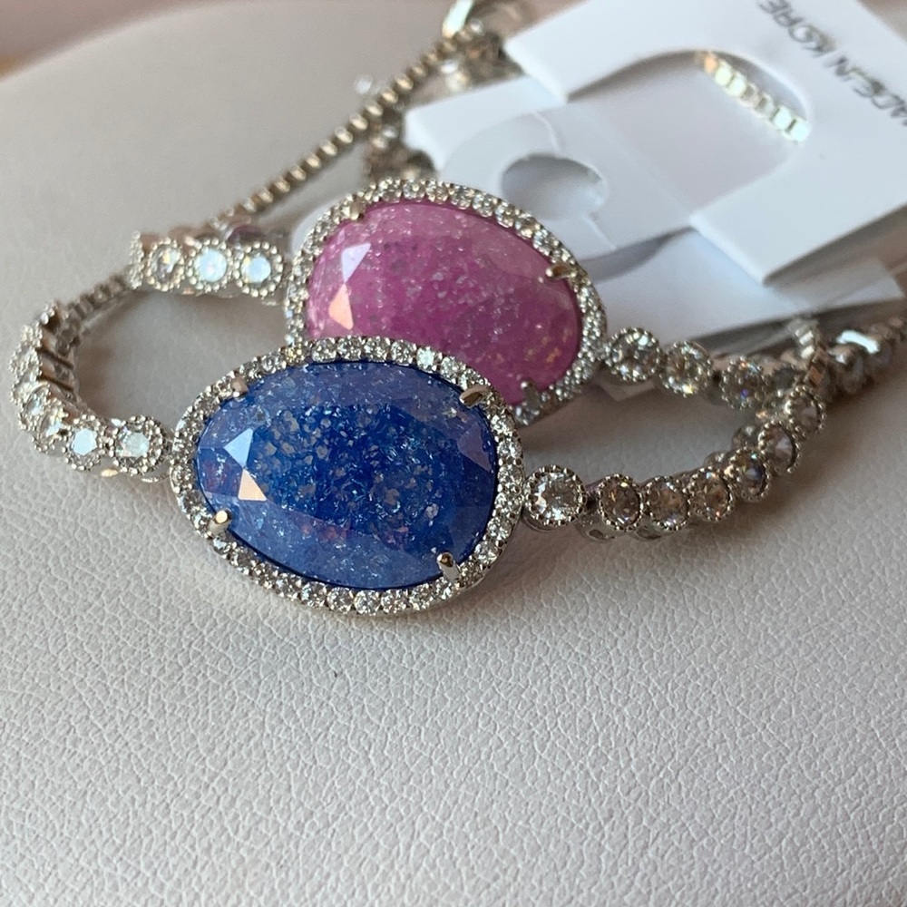 2 CZ  BRACELETS PINK TOURMALINE & BLUE SAPPHIRE